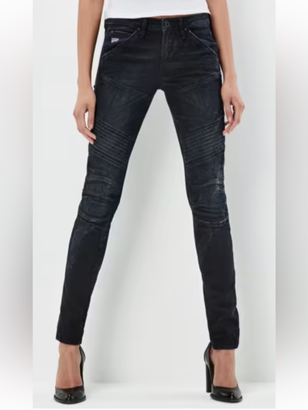 5620 Custom Mid Skinny Moto Jeans - Dark Blue size 28 length 34